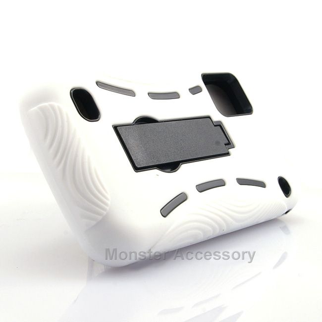White Black Kickstand Double Layer Hard Case Cover ZTE Warp N860 Boost 