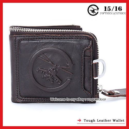 New Tough Punk Mens Brown Genuine Leather Wallet m2261  
