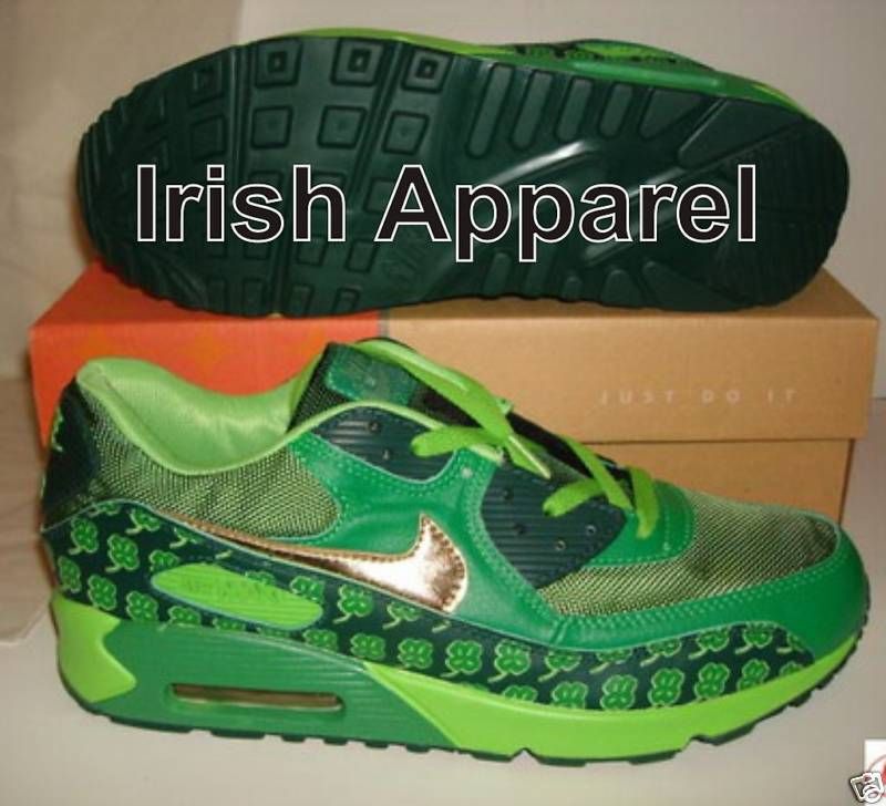Irish Pride Shamrock Green Gold Clovers Mens Sneakers  