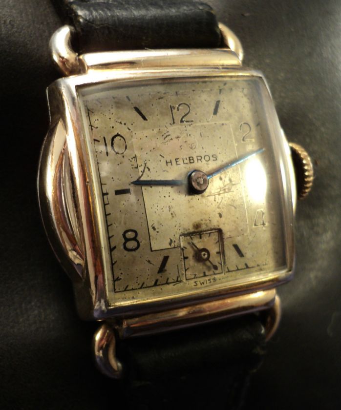 1940s HELBROS 10K RGP CAL. 84 ~ 17 JEWEL SWISS WATCH   NEW GLASS DOME 