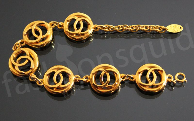 Authentic Chanel Vintage Gold Logo Bracelet Chain 1980s Express 