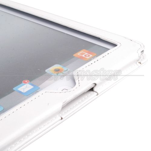 White Leather Case Cover+Stylus pen For Apple iPad 2 US  