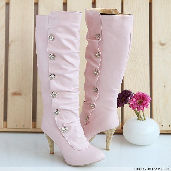 New Womens PU Leather high heeled shoes Boots Shoes  