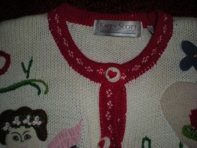 Karen Scott Ladies Size Medium Angel & Hearts Sweater Pre Owned  