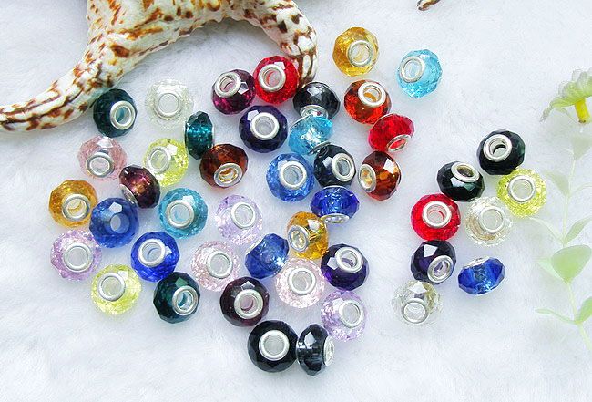 Faceted Crystal Glass Spacer Beads 5MM Hole Fits Charms Bracelet 