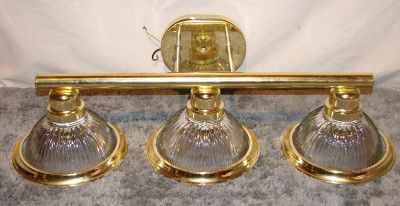 Light Polished Brass & Ribbed Glass Bath Wall Sconce  