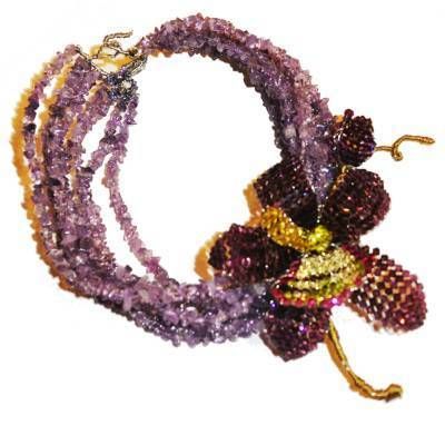   choker & Orchid Swarovski crystals Pin set by Mindy Lam  