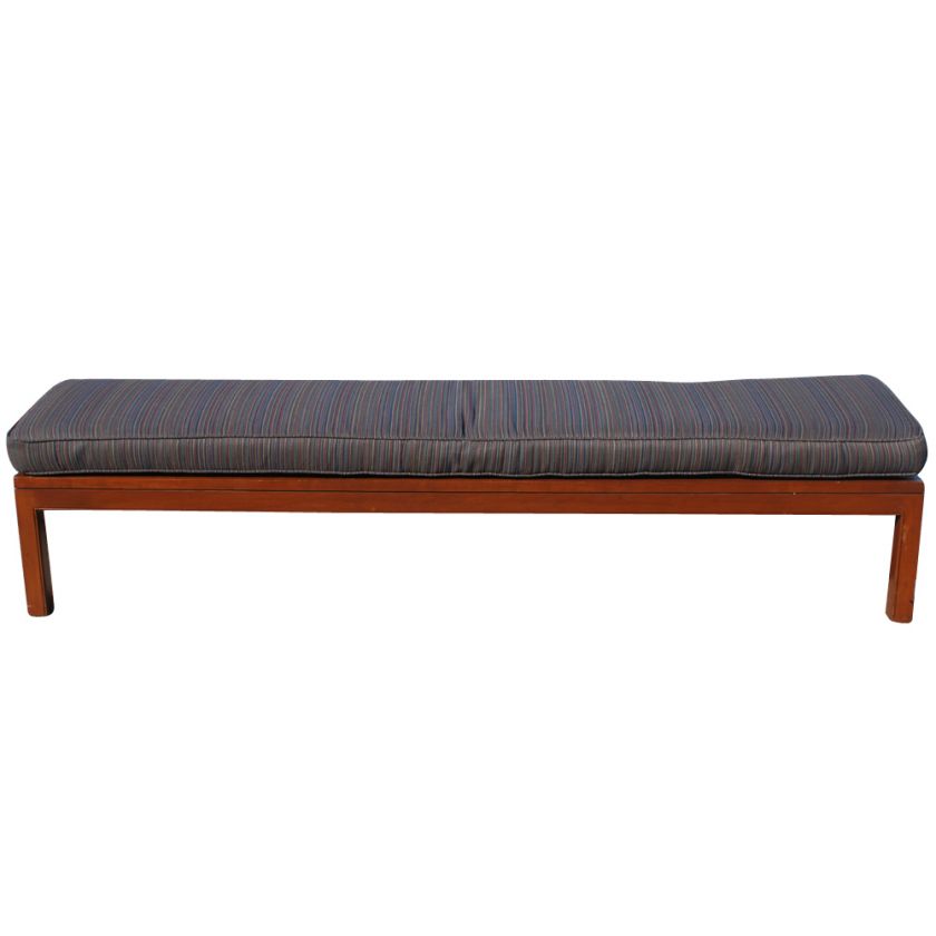 7ft Wood Bench with Striped Fabric Cushions  