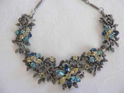 Vintage Coro set necklace bracelet clip earrings rhinestones demi 