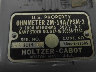 HOLTZER   CABOT OHMMETER ZM   14 / PSM   2  