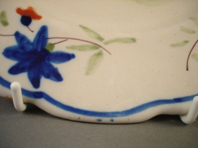   Decorative Plate Hand Painted Pottery French Plate 3 Dots Makers Mark